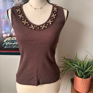 SML Sport Brown Beaded Tank Top